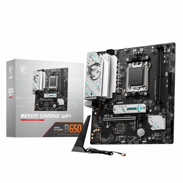 B650MGAMINGWIFI wr 01 MSI B650M GAMING WIFI AMD AM5 mATX Gaming Motherboard