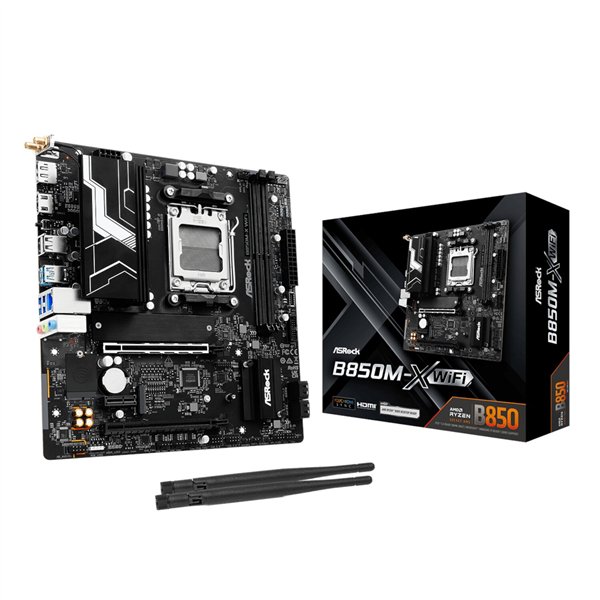 B850M-XWIFI-WR-01 ASRock B850M-X WiFi AM5 Micro ATX Motherboard (DDR5, PCIe 5.0, Wi-Fi 6E)