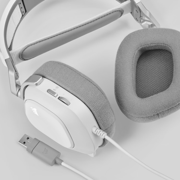 CA-9011238-AP CorsairHS80 RGB USB Wired Over-Ear Gamin wr 06 Corsair HS80 RGB USB Wired Over-Ear Gaming Headset — White