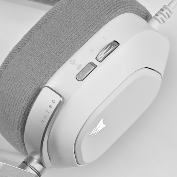 CA-9011238-AP CorsairHS80 RGB USB Wired Over-Ear Gamin wr 07 Corsair HS80 RGB USB Wired Over-Ear Gaming Headset — White