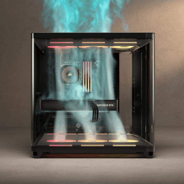 Corsair AIR 5400 LX-R RGB iCUE LINK Triple Chamber Mid-Tower PC Case - Black