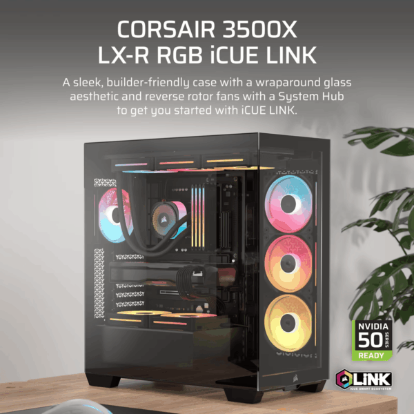 Corsair 3500X LX-R RGB iCUE LINK Mid-Tower PC Case - Black