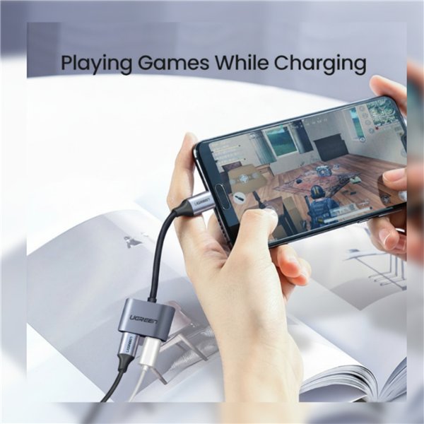 UGREEN USB Type-C Dual Audio and Charging Adapter (15W PD, 2-in-1 Splitter)