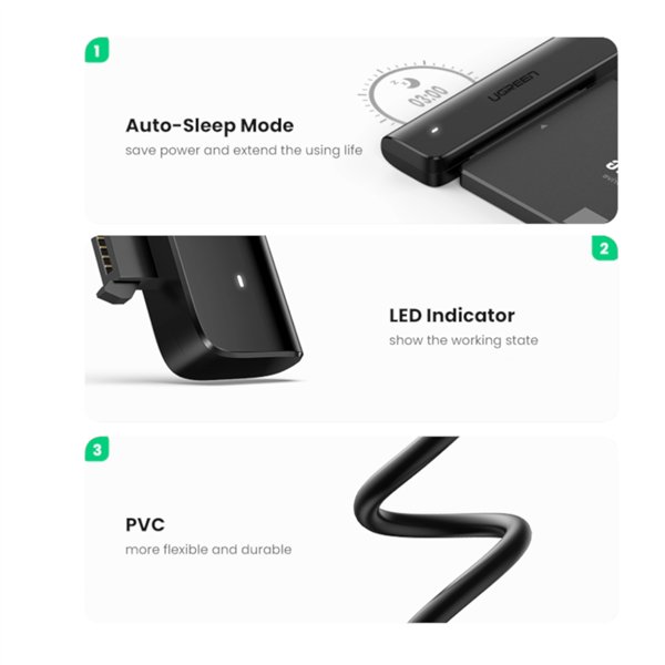 CM321-70610 UGREEN-CM321-USB-Type-C-to-2.5inch-SATA-HDD-SSD-Converter-Cable-Blk wr05 UGREEN CM321 USB Type-C to 2.5" SATA HDD/SSD Converter Cable 5Gbps-Black