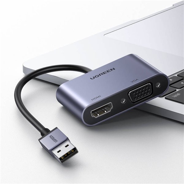 UGREEN CM449 USB-A to HDMI + VGA 1080P Display Adapter