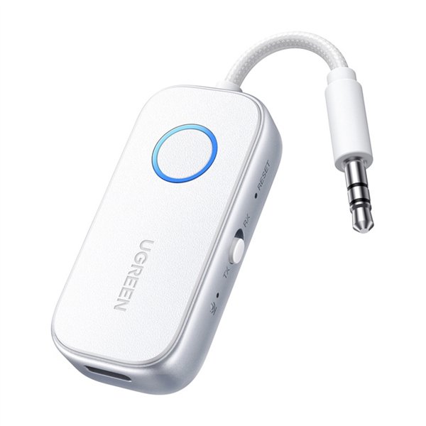 CM872-45812 UGreen-3.5mm-Bluetooth-5.4-Audio-Receiver-Transmitter-White wr 01a UGREEN 3.5mm Bluetooth 5.4 Audio Receiver/Transmitter - White