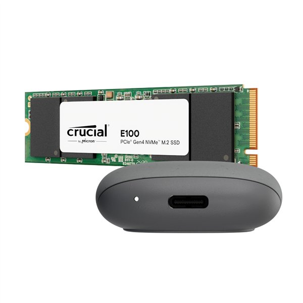 COBBLE-1TB-BUNDLE-G Asus-Cobble-M.2-SSD-Type-C-Enclosure-and-Crucial-E100-1TB-NVMe-Bundle-Grey wr 04a Asus Cobble M.2 SSD Type-C Enclosure and Crucial E100 1TB NVMe Bundle - Grey