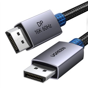DP131-55567 UGreen-DP131-DisplayPort-2.1-80Gbps-16K-60Hz-1M-Braided-Cable-Black-Grey wr 01a UGREEN DP131 DisplayPort 2.1 Braided Cable 1M ( 80Gbps | 16K | 60Hz ) - Black/Grey