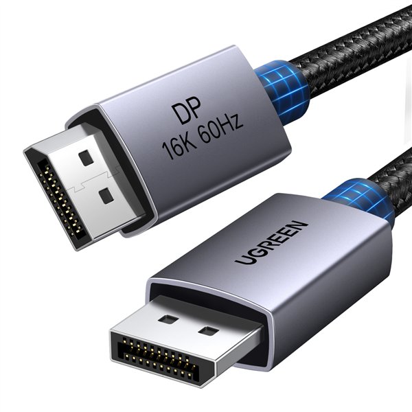 DP131-55567 UGreen-DP131-DisplayPort-2.1-80Gbps-16K-60Hz-1M-Braided-Cable-Black-Grey wr 01a UGREEN DP131 DisplayPort 2.1 Braided Cable 1M ( 80Gbps | 16K | 60Hz ) - Black/Grey