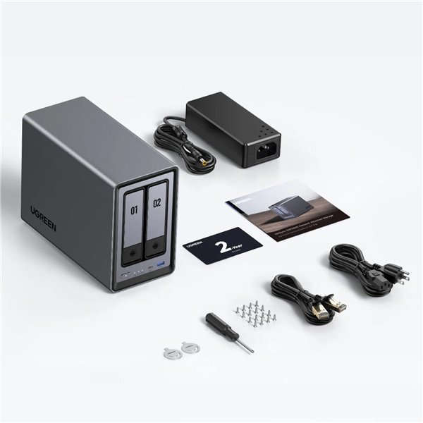 UGreen NASync DXP2800 2 Bay NAS with Seagate Ironwolf NAS 16TB SATA Hard Drive Bundle (2x 8TB)