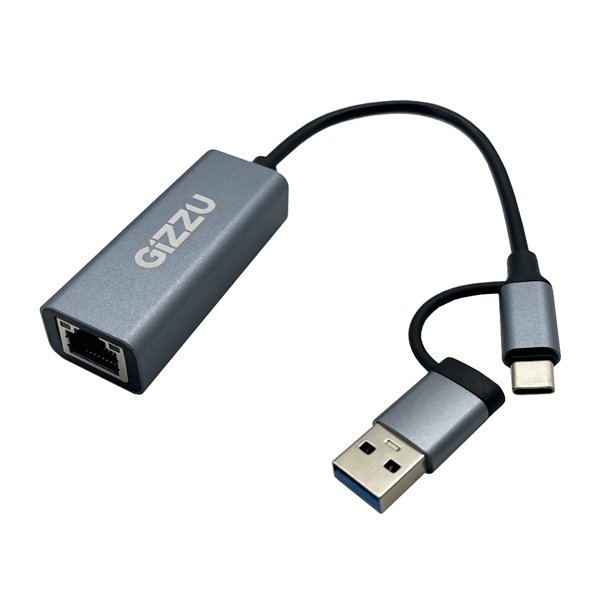 GAPCGB Gizzu-Gizzu-USB-to-Gigabit-1000Mbps-Adapter-Grey wr 01a Gizzu High Speed Type-C/A to Gigabit Adapter Poly