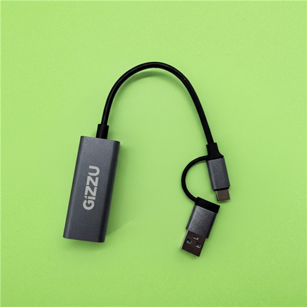 GAPCGB Gizzu-Gizzu-USB-to-Gigabit-1000Mbps-Adapter-Grey wr 04a Gizzu High Speed Type-C/A to Gigabit Adapter Poly