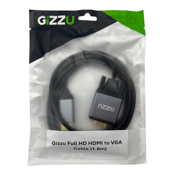 Gizzu Full HD HDMI to VGA Cable (1.8m) - Black