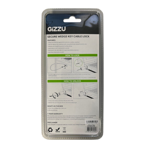 GIZZU 1.8m Wedge Cable Lock