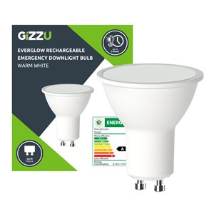 GEB3WGU10 wr 01b Gizzu Everglow Rechargeable Warm White Emergency Downlight Bulb