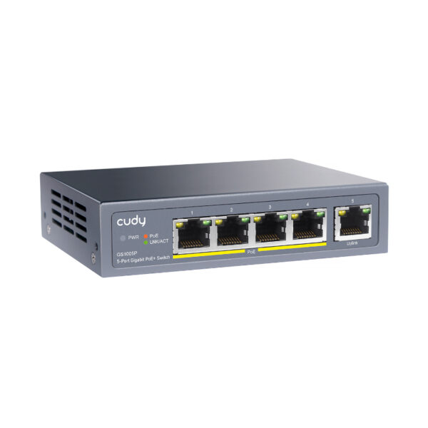 GS1005P wr 04 Cudy 5-Port Gigabit PoE+ Unmanaged Switch