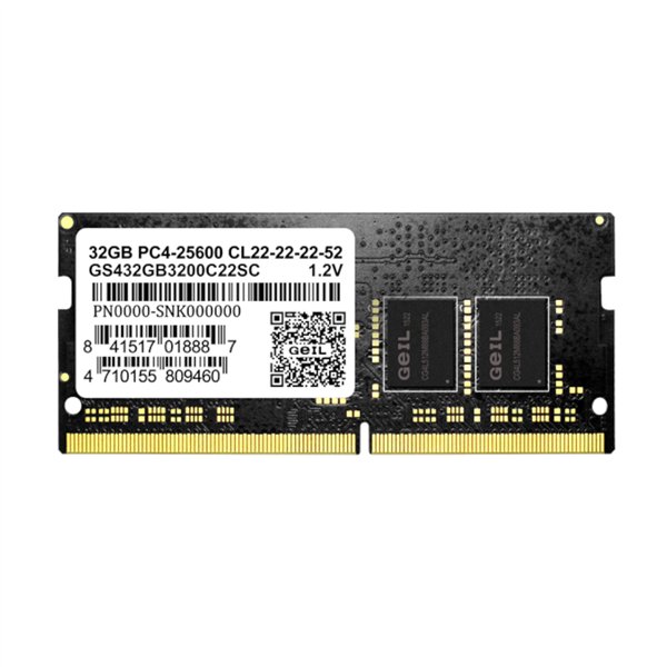 GS432GB3200C22SC GeIL-Pristine-32GB-DDR4-3200MHz-SODIMM-Notebook-Memory-Black wr 03 GeIL Pristine 32GB DDR4 3200MHz Notebook Memory