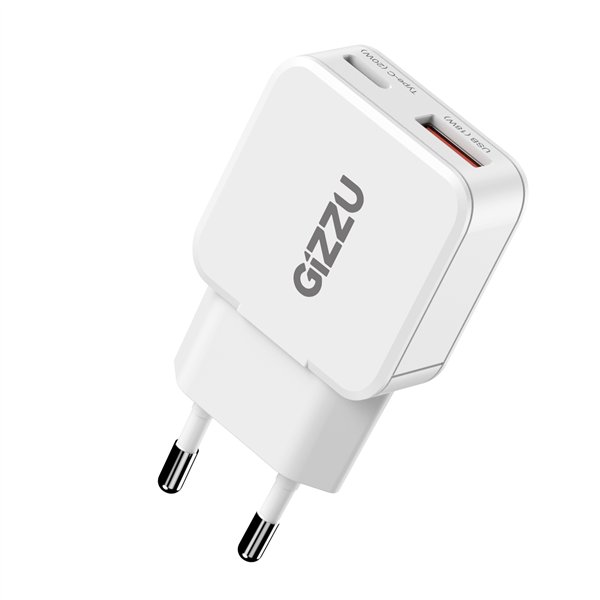 GWCCU20W Gizzu-2-Port-20W-GaN-Wall-Charger-White wr 01a Gizzu 2-Port 20W GaN Wall Charger