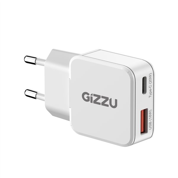 GWCCU20W Gizzu-2-Port-20W-GaN-Wall-Charger-White wr 04a Gizzu 2-Port 20W GaN Wall Charger