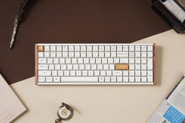 Keychron K4 HE 96% Magnetic Switch Hot-Swap RGB Wireless Keyboard – White (Wood + Aluminium)