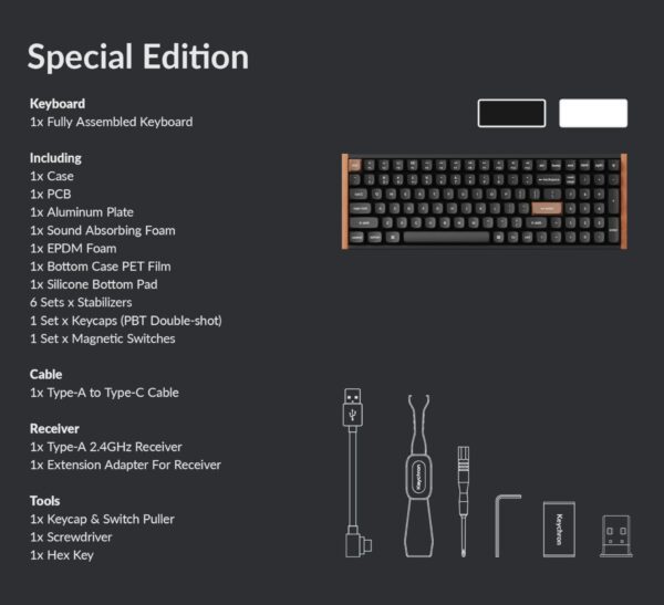Keychron K4 HE 96% Magnetic Switch Hot-Swap RGB Wireless Keyboard – White (Wood + Aluminium)