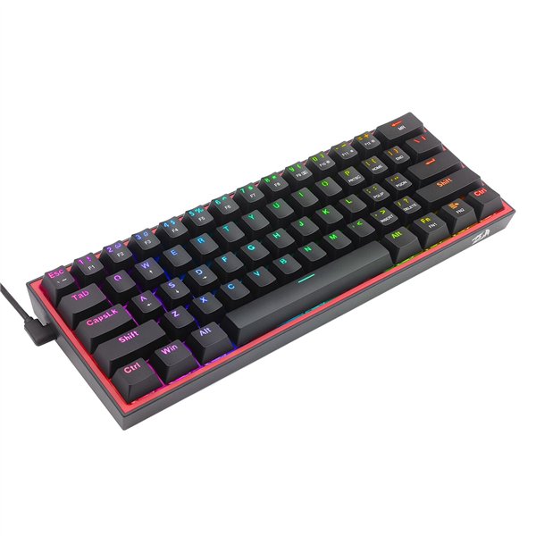 K617-RGB-WR-02 Redragon K617 FIZZ 60% Wired RGB Gaming Keyboard - Black