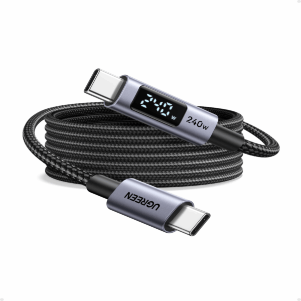 L530-65867 UGREEN 240W USB Type-C Cable with LED Di wr 02 UGREEN 240W USB Type-C Cable with LED Display 2M