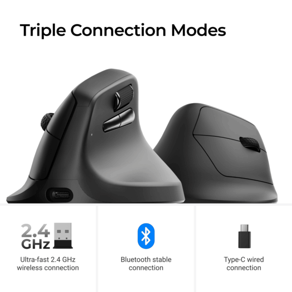 M5-A29 Keychron M5-A29 1K Wireless Mouse BT24GH wr 07 Keychron M5-A29 1K Wireless Mouse (BT/2.4GHz/Wired) - Black