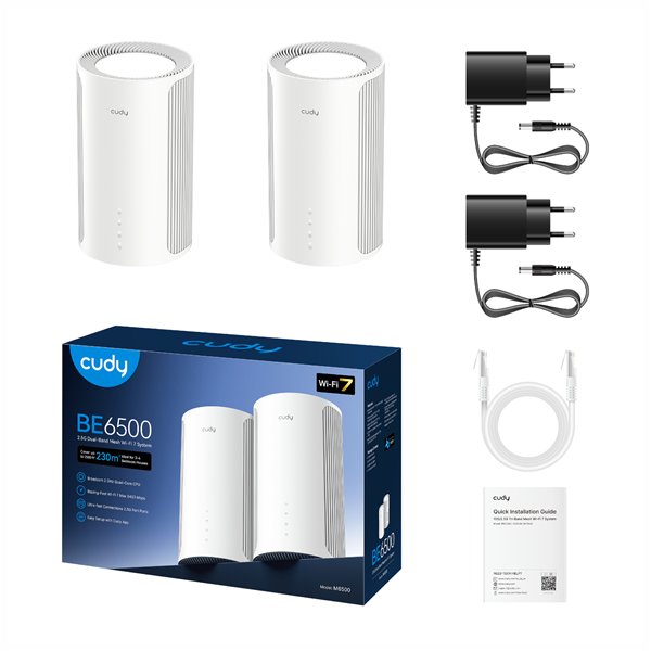 M6500-2PACK Cudy-BE6500-Wi-Fi-7-Mesh-Route-2pack-White 04 Cudy BE6500 2.5G Mesh Wi-Fi 7 System – 2 Pack