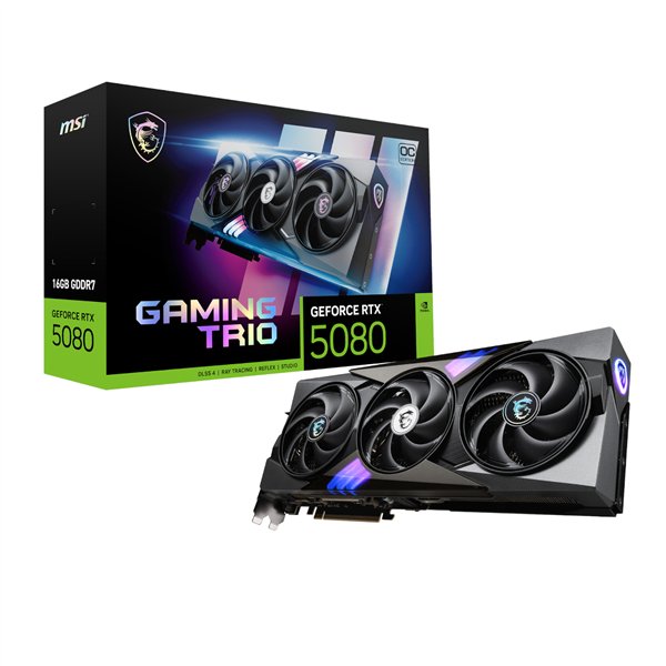 MSI RTX5080GAMINGTRIOOC16GB wr 01 MSI GeForce RTX 5080 GAMING TRIO OC 16G Graphics Card