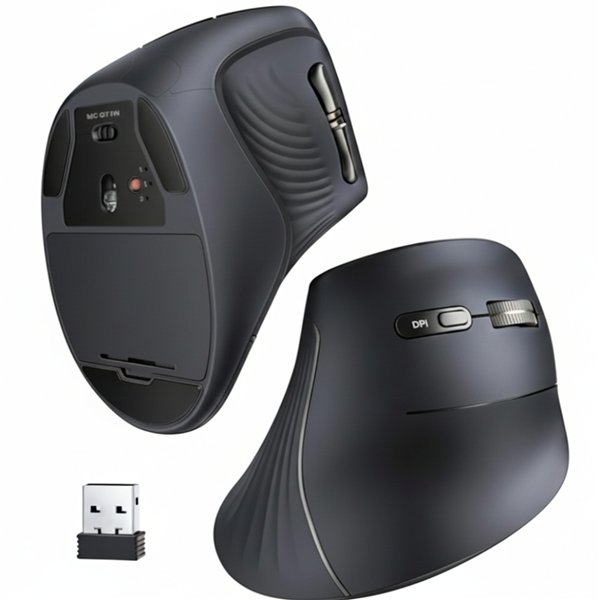 UGREEN Multi-Mode Vertical Mouse Bluetooth and 2.4G Wireless–Black