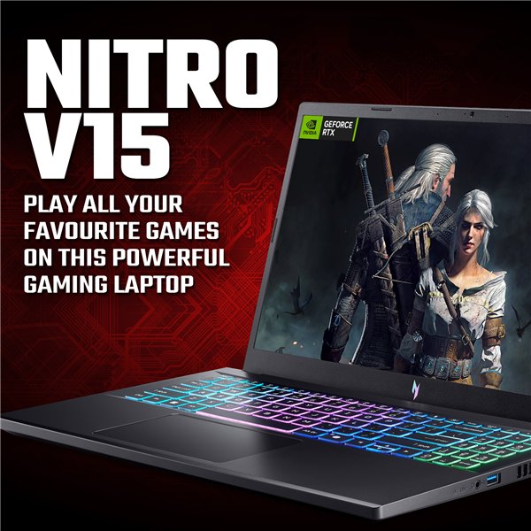 Acer NITRO V 15 Gaming Laptop 15.6″ | AMD Ryzen 7 | 16GB | 512GB | RTX 5060 8GB | Windows 11 Home