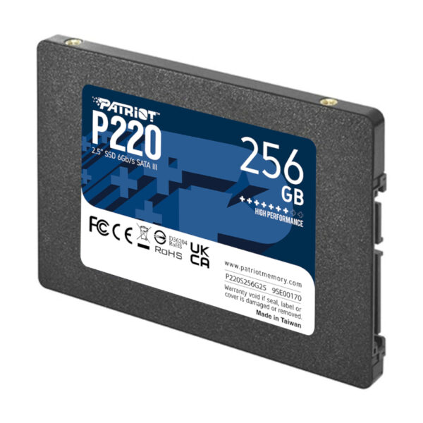 P220S256G25 wr 03 Patriot P220 256GB 2.5" SSD
