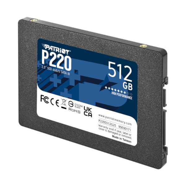 P220S512G25 wr 02 Patriot P220 512GB 2.5" SSD