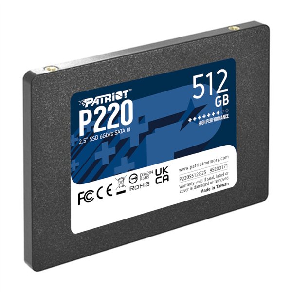 P220S512G25 wr 03 Patriot P220 512GB 2.5" SSD
