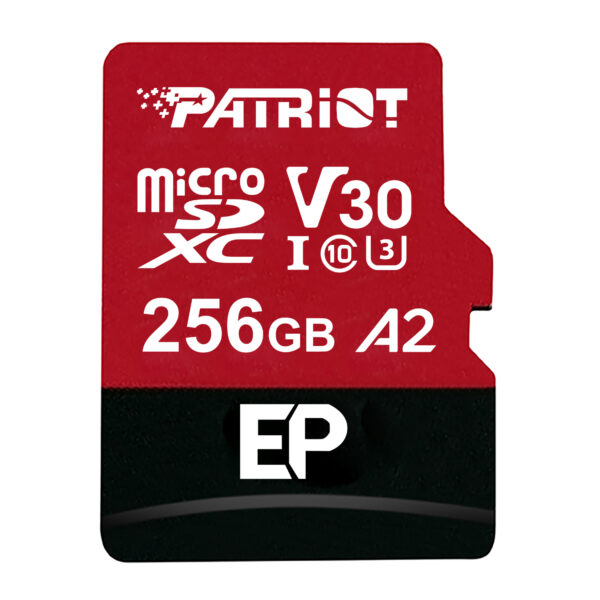 PEF256GEP32MCX Patriot-EP-Series-256GB-MICRO-SDXC-V30-A2 wr 01 Patriot EP Series 256GB MICRO SDXC V30 A2 (w/o Adaptor)