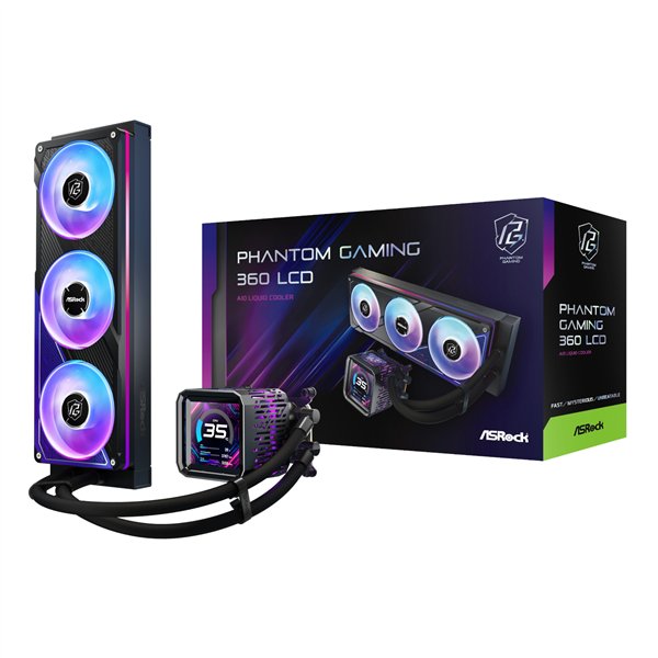 PHANTOM-GAMING-360-LCD ASRock-Phantom-Gaming-360-LCD-All-in-one-Liquid-CPU-Cooler-Black wr 01a ASRock Phantom Gaming 360 LCD All-in-one Liquid CPU Cooler - Black