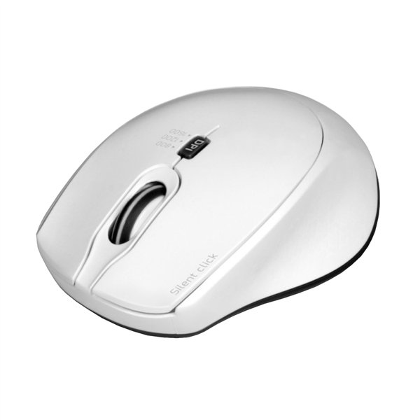 Port Connect Silent 1600DPI 3 Button Wireless Mouse - White