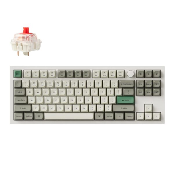 Q3M-P1 Keychron Q3 Max 80 Full Assembled Knob R wr 01 Keychron Q3 Max 80% Full Assembled Knob Red Switch Hot-Swap Gateron Jupiter RGB Wireless Keyboard - Shell White