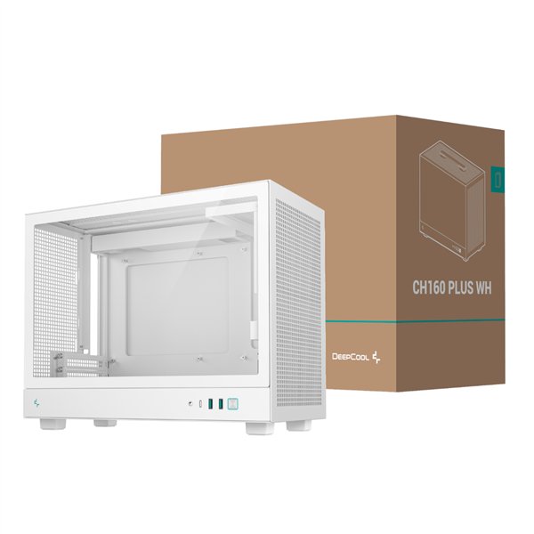 R-CH160-WHNGM0-G DeepCool-CH160-PLUS-Micro-ATX-Chassis-White wr 01a DeepCool CH160 PLUS Micro-ATX Chassis - White