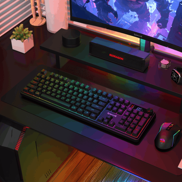 Redragon RM104 PRO VOLCANO RGB Wireless Membrane Gaming Keyboard - Black