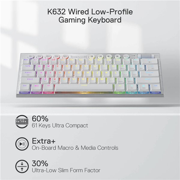 RD-K632W-RGB Redragon-K632-HORUS-Mini-60-RGB-Wired-Gaming-Keyboard-–-White wr 03a Redragon K632 HORUS Mini 60% RGB Wired Gaming Keyboard – White