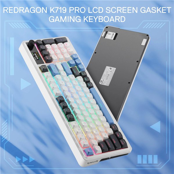 RD-K719WGB-RGB-PRO Redragon-K719WGB-GALATIN-PRO-Full-sized-RGB-Wireless-Gaming-Keyboard-White wr 04b Redragon K719WGB GALATIN RGB PRO Full sized Wireless Gaming Keyboard - White