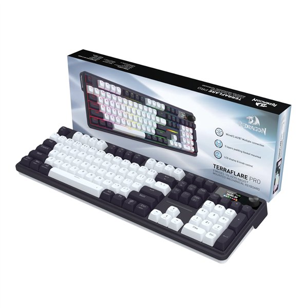 RD-K762WB-RGB-PRO Redragon-K762WB-RGB-PRO-LCD-Full-size-Gasket-Mechanical-Keyboard-Black wr 05a Redragon K762WB-RGB-PRO LCD Full-size Gasket Mechanical Keyboard - Black