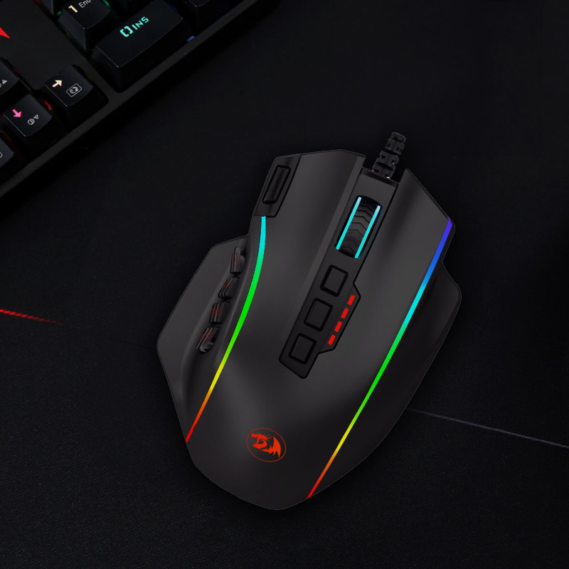 RD-M901-K-2 wr 01c REDRAGON PERDICTION 4 12400DPI RGB MMO Ergo Gaming Mouse - Black
