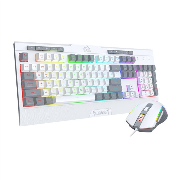 Redragon S151 Wired RGB Gaming Keyboard and Mouse Combo - White and Grey