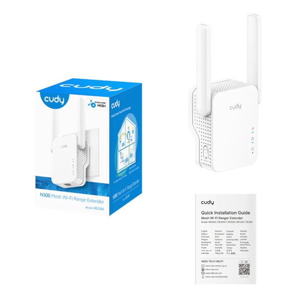 RE300 Cudy-N300-Mesh-Wi-Fi-Range-Extender-White wr 04a Cudy N300 Mesh Wi-Fi Range Extender | Wall Plug