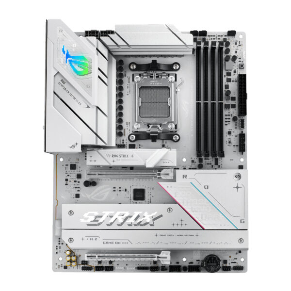 ROGSTRIXB850-AGAMINGWIFI Asus-ROG-Strix-B850-A-Gaming-Wi-Fi-AM5-ATX-Motherboard-White wr 02 ASUS ROG STRIX B850-A Gaming AM5 ATX Gaming Motherboard