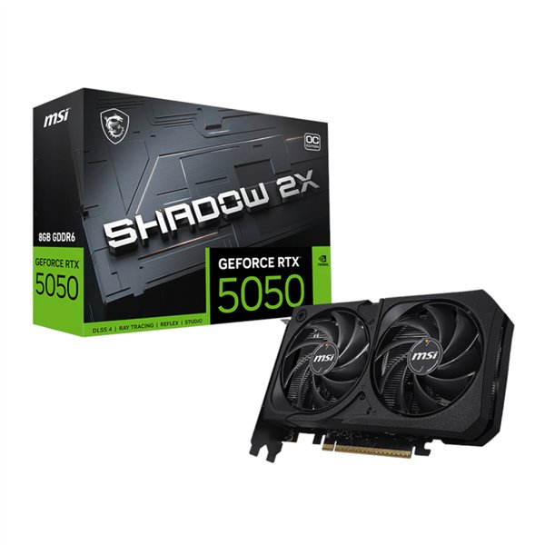 RTX5050SHADOW2XOC8G MSI-Nvidia-GeForce-RTX-5050-Shadow-2X-OC-8GB-Graphics-Card wr 01a MSI Nvidia GeForce RTX 5050 Shadow 2X OC 8GB Graphics Card