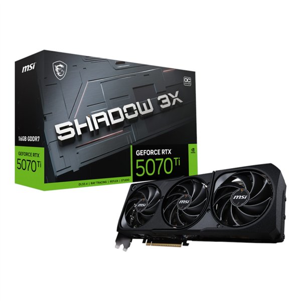 RTX5070TISHADOW3XOC16GB-WR-01 MSI GeForce RTX 5070 Ti 16GB GDDR7 SHADOW 3X OC Graphics Card
